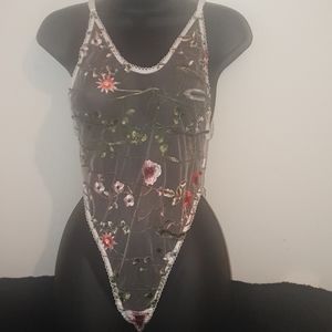 High cut mesh bodysuit